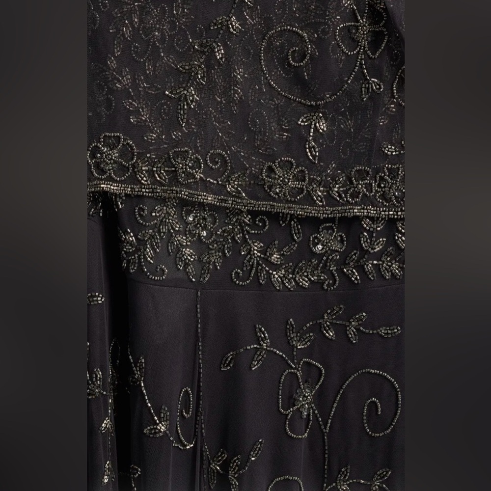 Pisarro Nights purple/navy Embellished Maxi Gown with Sheer Sleeves - Picture 6 of 7